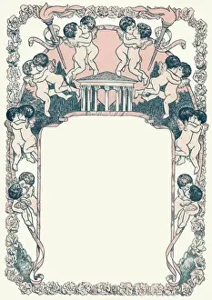 Cupid Prints: Valentine border design with cupids