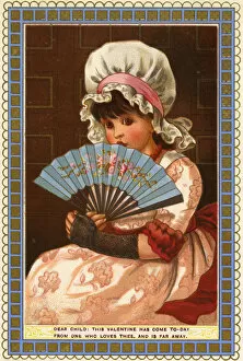 Images Dated 15th April 2016: Valentine card, girl with fan