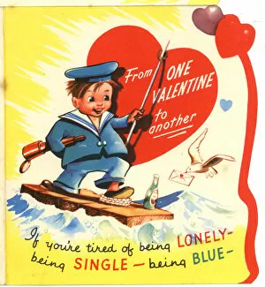 Images Dated 6th September 2018: Valentine card, sailor boy