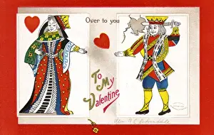 Heart Prints: Valentines card with king and queen