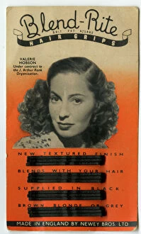 Images Dated 24th August 2017: Valerie Hobson, actress, on Blend-Rite hair grips card