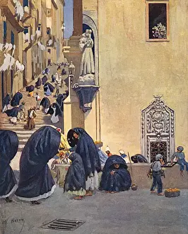 Malta Prints: Valletta, Malta - street scene near Church of San Francesco
