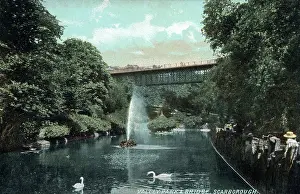 Valley Park and Valley Bridge (which carries the A165 over Valley Park), Scarborough, North Yorkshire