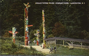 Images Dated 3rd August 2017: Vancouver, British Columbia, Canada - Indian Totem Poles