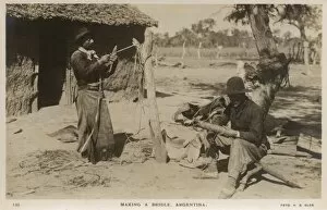 Live Stock Collection: Vaquero making a bridle - Argentina
