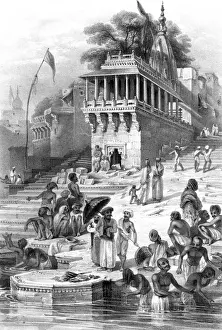 Bathers Prints: Varanasi (Luard)