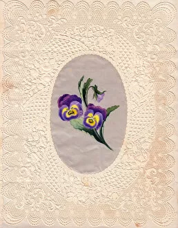 Variegated Gallery: Variegated flowers on a paper lace greetings card