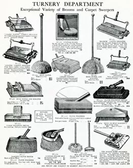 Brush Gallery: Variety of brooms and carpet sweepers 1929