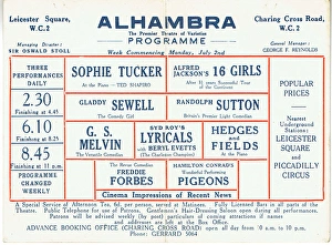 Images Dated 4th July 2017: Variety flyer for the Alhambra Theatre, London