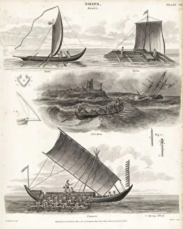 Various boats including pahie, lifeboat, caracore, etc