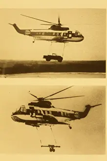 Various helicopters lifting load