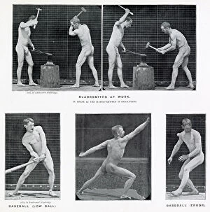 Blacksmith Collection: Various shots of blacksmiths and athletes. Date: 1887