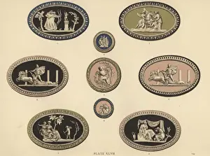 Tricolor Prints: Various tricolor medallions showing reliefs