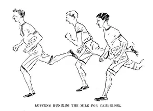 Lutyens Prints: Varsity sports - Lutyens running the mile for Cambridge