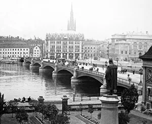 Stockholm Prints: Vasa Bridge Stockholm Sweden early 1900s
