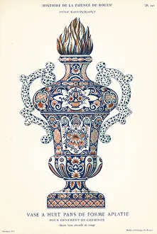 Octagonal Prints: Vase with eight flattened sides, festoon style, Rouen