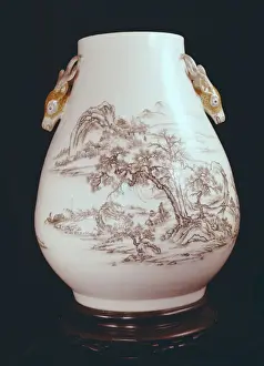 Qing Prints: Vase with Landscape. 1736-1796. Decorated with