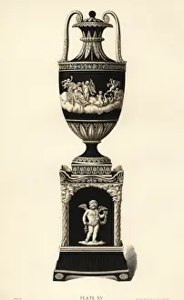 Cupids Prints: Vase and pedestal decorated with Cupids and the seasons