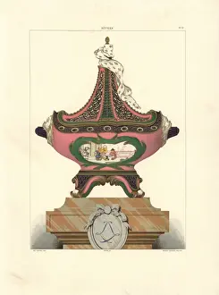 Edouardgarnier Prints: Vase in the style of a vessel with mast