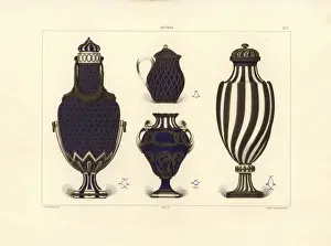 Edouardgarnier Prints: Vases with blue and gold decoration