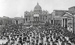 19 Century Prints: Vatican City. Blessing of Pope Leo XIII (1810-1903)