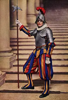 Pike Prints: Vatican City, Rome, Italy - Swiss Guard in Ceremonial Costum