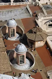 Vatican Prints: Vatican City. Tourists on the roof of St. Peters Basilica