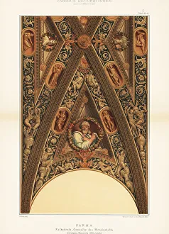 Ernst Wasmuth Prints: Vault of the central nave in Parma Cathedral, 16th century