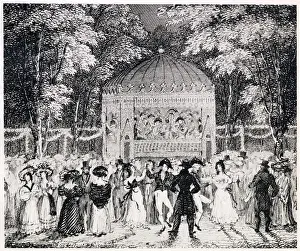 New Images July 2023 Prints: Vauxhall Gardens, people enjoying the music coming form the bandstand. Date: 1800
