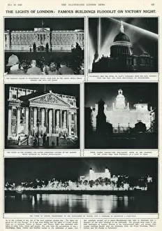 Celebrations Prints: VE Day celebrations: London buildings floodlit
