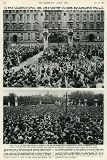 VE Day celebrations: vast crowds outside Buckingham Palace