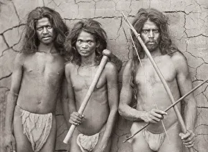 Ethnicity Prints: Veddah men with bow and arrow, axe, Ceylon, Sri Lanka