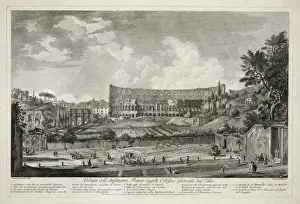 Veduta Prints: Veduta dell anfiteatro flavio oggidl Colosseo osservato dal