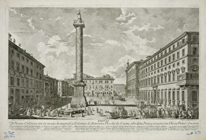 Veduta di piazza colonna con in mezzo la magnifica colonna d Veduta di piazza colonna con in mezzo la magnifica colonna d