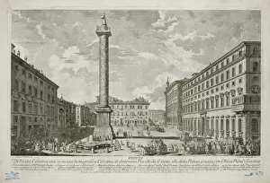 Veduta Prints: Veduta di piazza colonna con in mezzo la magnifica colonna d