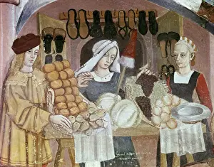 Vege Table Prints: Vegetable Market. 15th century. Fresco. ITALY