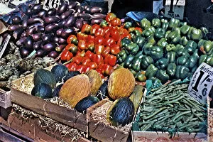 Vegetables on market stall, Whitechapel, London
