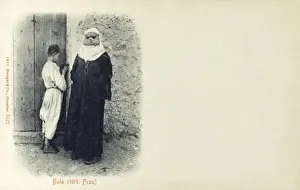 Balkan Prints: Veiled Turkish Woman and boy - Balkans