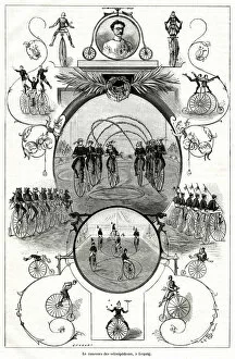 Acrobatic Collection: Velocipede competition in Leipzig, Germany 1885