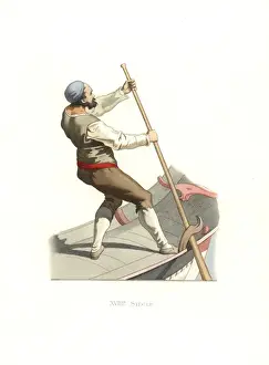 Chevignard Prints: Venetian gondolier, 18th century, Italy