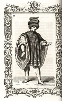 16th Century Prints: Venetian man wearing a dogalina cloak