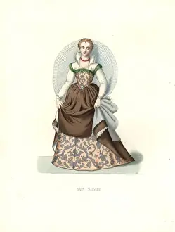 Linen Prints: Venetian noblewoman, 16th century, brocade