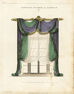 Swag Prints: Venetian window and curtain, Regency style