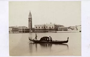 Images Dated 20th April 2017: Venice, Italy - Covered Gondola with view of Doges Palace