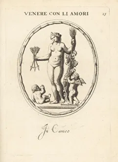 Cupids Prints: Venus and Cupids with darts, wheat and grapes