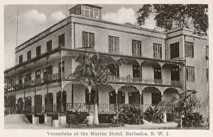 Barbados Prints: Verandah of the Marine Hotel, Barbados, British West Indies