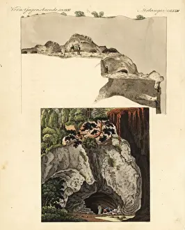 Buckland Prints: Vertical section of the cave at Gailenreuth, Germany