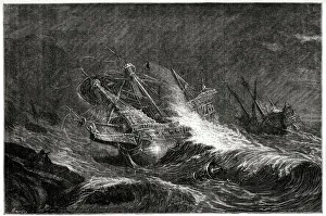 Vessels of the Spanish Armada wrecked on the rocky Irish west coast after being driven Vessels of the Spanish Armada wrecked on the rocky Irish west coast after being driven