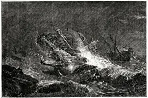 Rocky Prints: Vessels of the Spanish Armada wrecked on the rocky Irish west coast after being driven