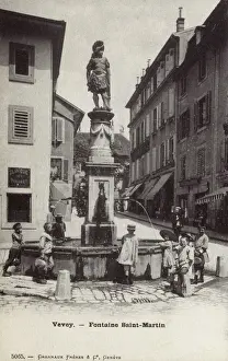 Vaud Prints: Vevey, Switzerland - Fountain Saint-Martin